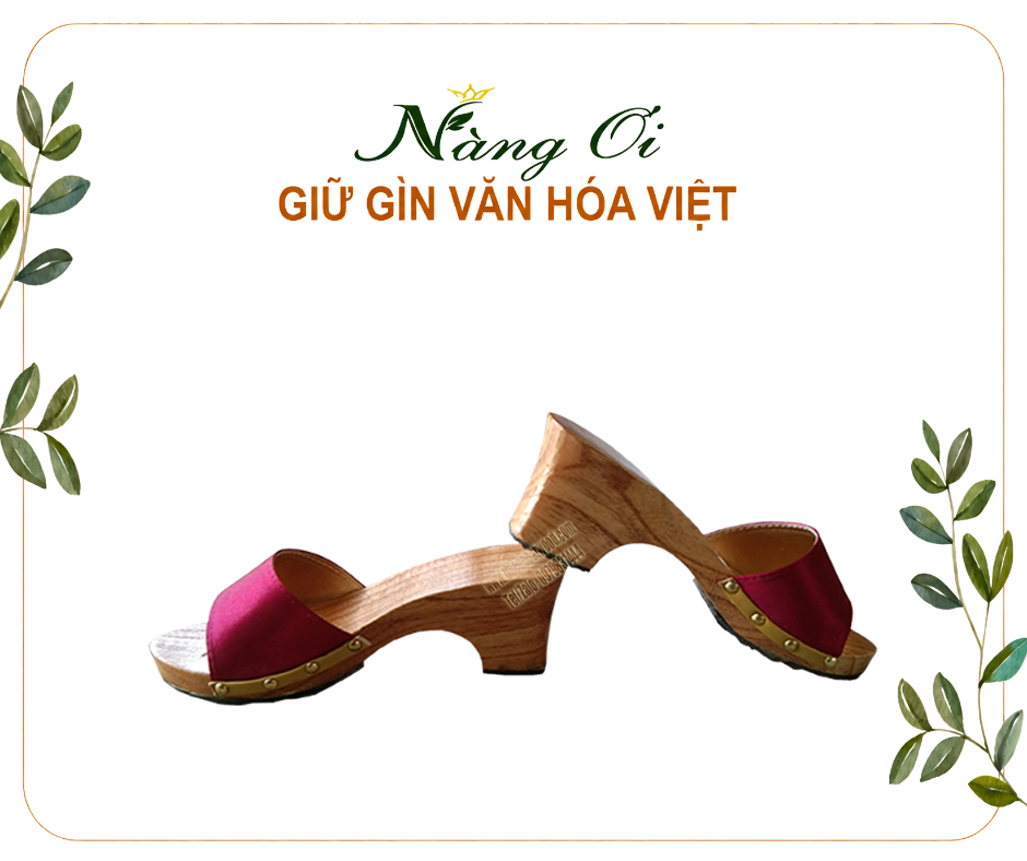 guốc mộc nữ dáng cao 7cm làm từ gỗ xoan